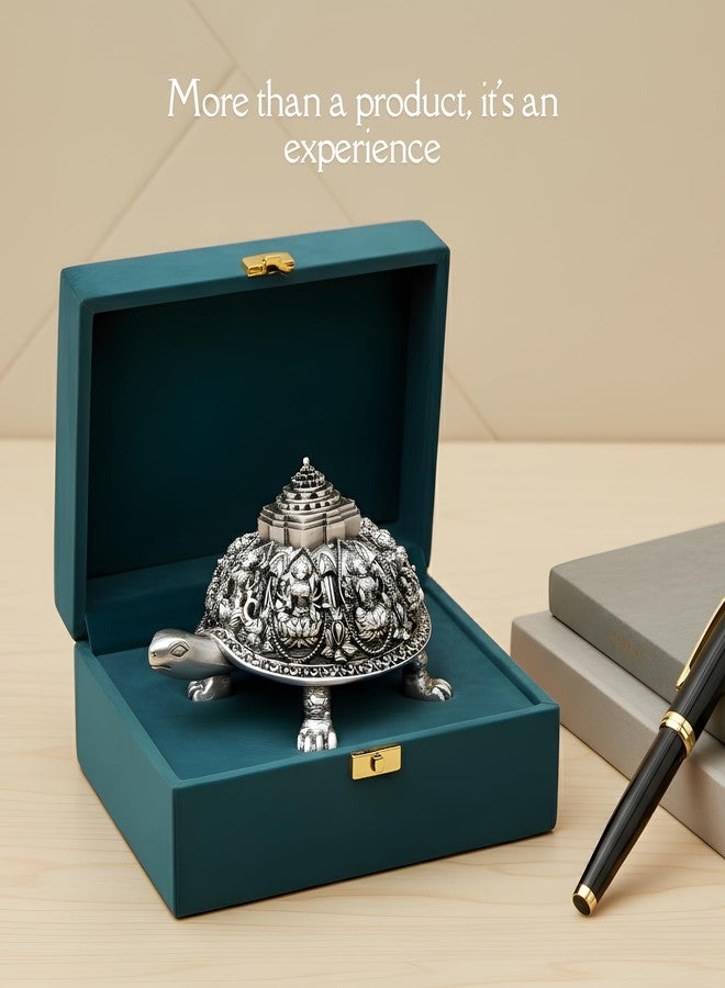 Dev Aastha 999 Pure Silver Plated Ashta Lakshmi Tortoise Idol | Vastu Home Decor for Pooja Room & Mandir | 4.75 Inch Turtle Showpiece for Prosperity & Good Luck - Image 3